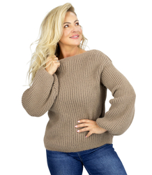 Sweter w prążki z miękkiego materiału rękawy PUFFY