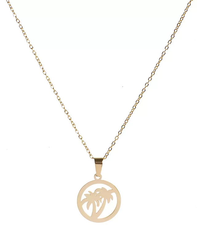 Women's fashionable gold palm tree chain necklace