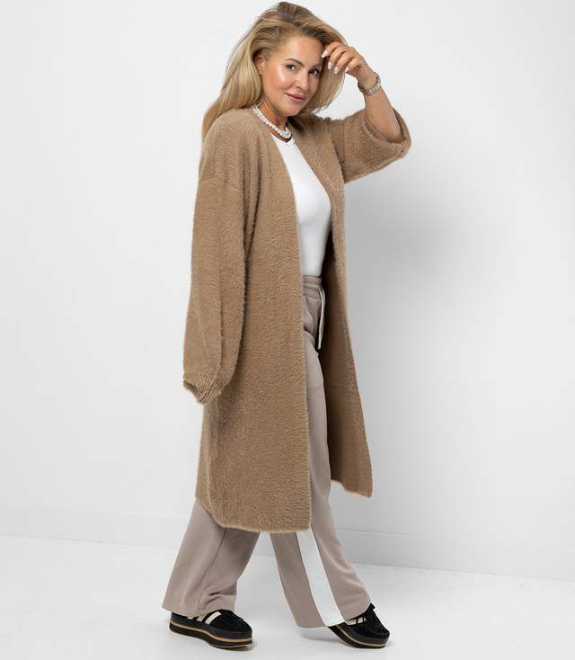 Soft knit cardigan with puffy hair ALBA