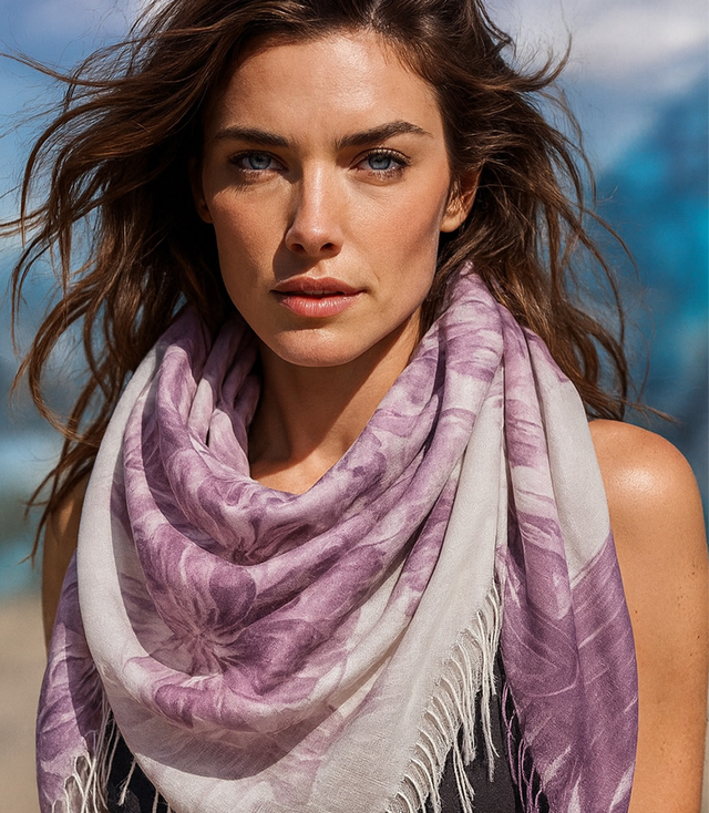 Women's scarf with floral pattern 100x100