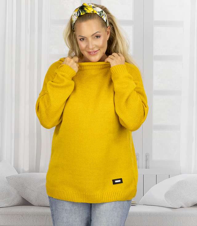 Ciepły sweter damski oversize dekolt łódka MARLENA