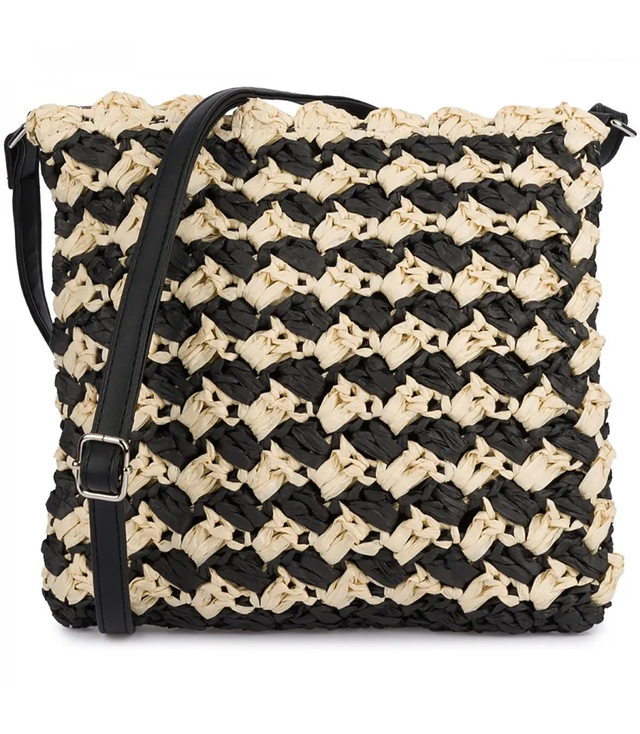 Stylish small shoulder bag braided raffia design