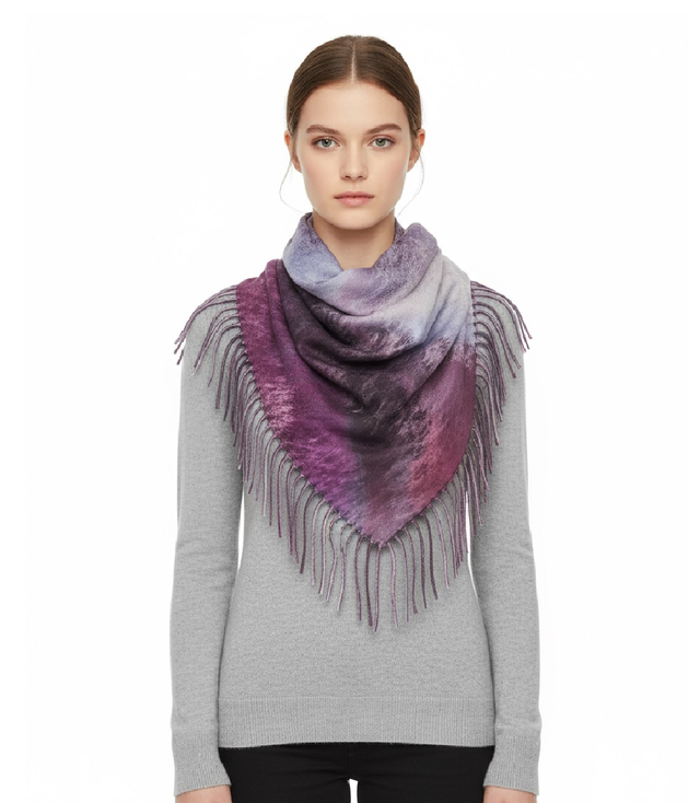 Modna wielokolorowa chusta szal szalik z frędzlami