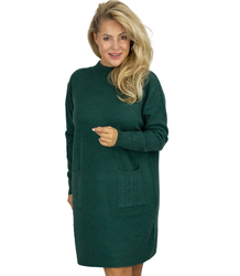 Knit dress with openwork sleeves and pockets