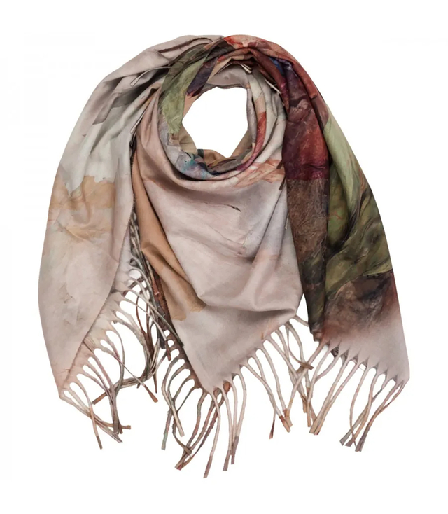 Elegant scarf large flowers with tassels