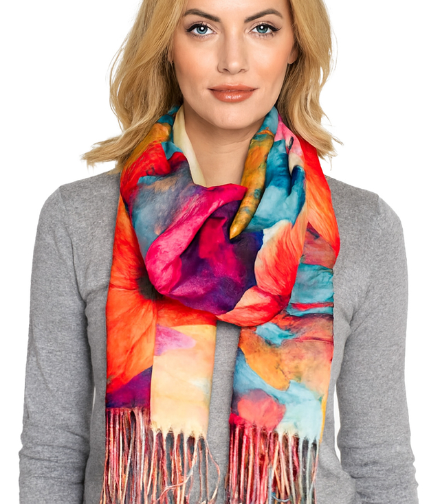 Square shawl scarf for women with tassels AGRAFKA