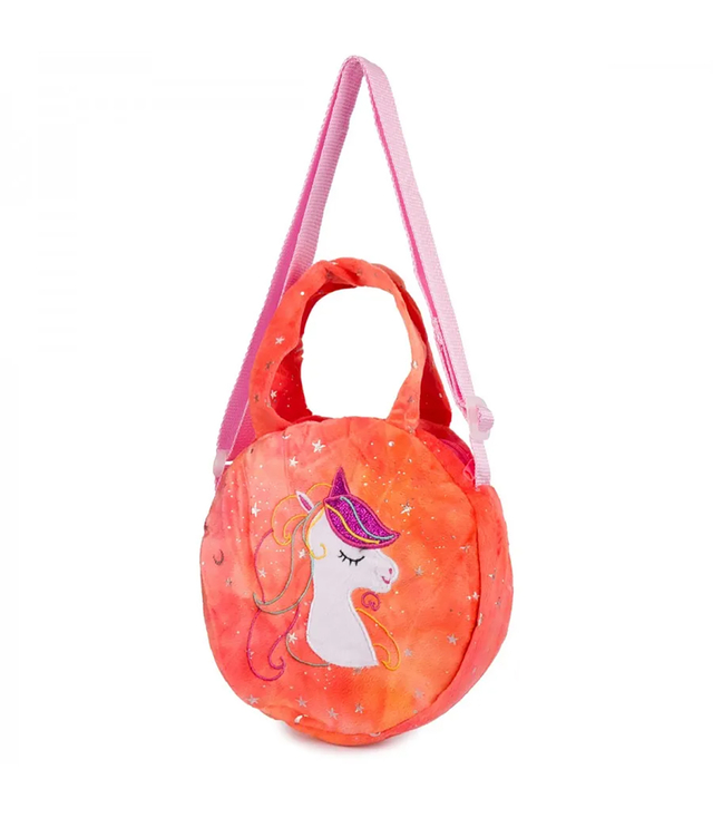 Children's round plush bag with unicorn