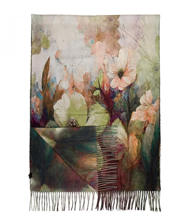 Square shawl scarf for women with tassels AGRAFKA