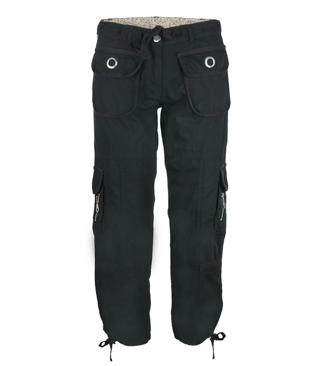 Women's cotton cargo pants with drawstring pockets