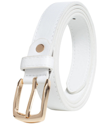 Smooth women's eco leather belt with gold buckle 2.3 cm