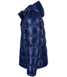 Men's winter quilted jacket with hood and sheen