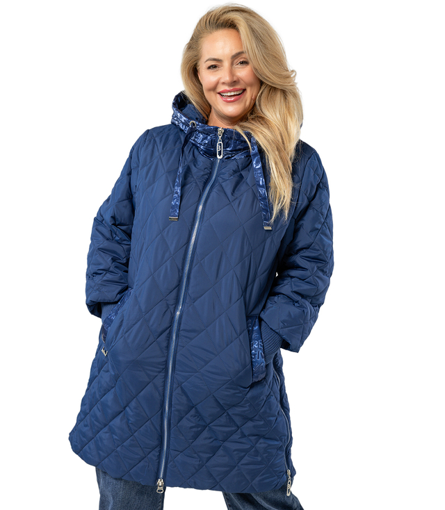 Long winter jacket with decorative hood LUNA