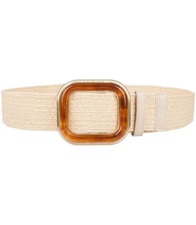 Braided women's belt with large buckle