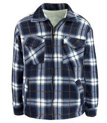 Warm fleece checked men's shirt insulated with faux fur