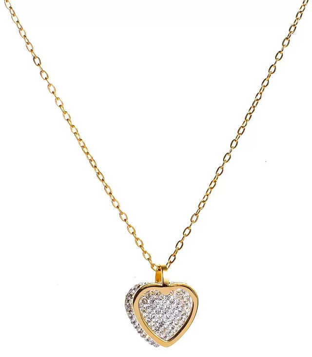 Chain necklace gold heart with crystals