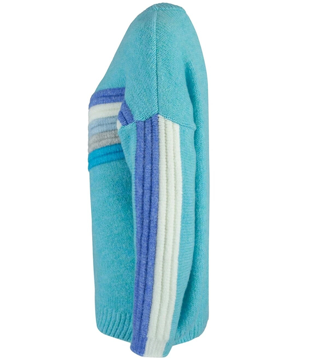 Warm women's sweater with colorful stripes in wool JULIA
