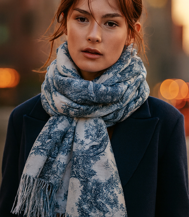 Women's scarf with floral pattern luxury 180x70