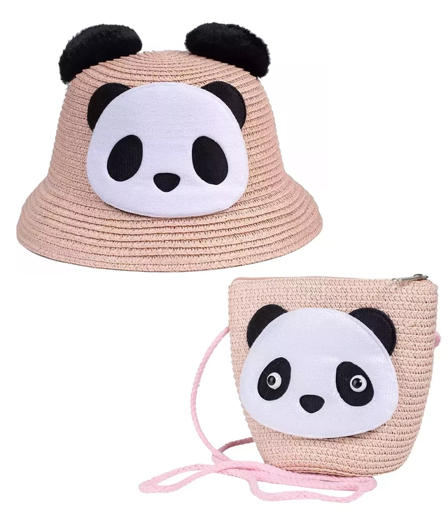 Set of braided panda ears hat + handbag