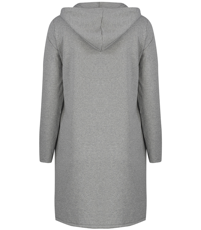 Thin long sweatshirt with diagonal zipper and hood LILIANA