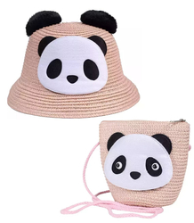 Set of braided panda ears hat + handbag