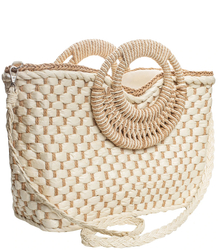 Large basket summer bag purse braided two-color bag