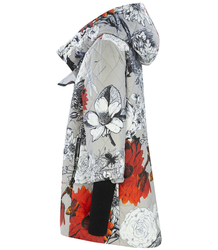 Asymmetric transitional JACKET FLOWERS print