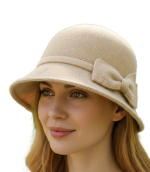 Women's cloche hat with bow