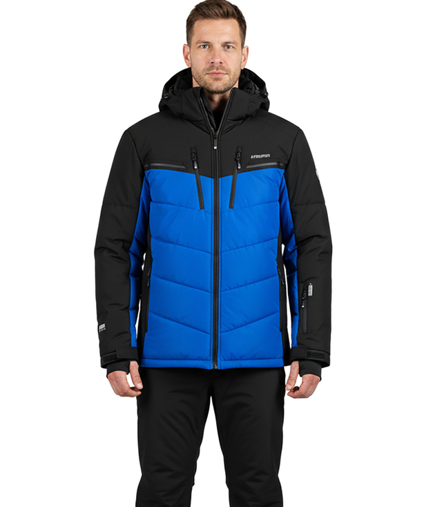 Men's quilted jacket with hood winter two-tone jacket