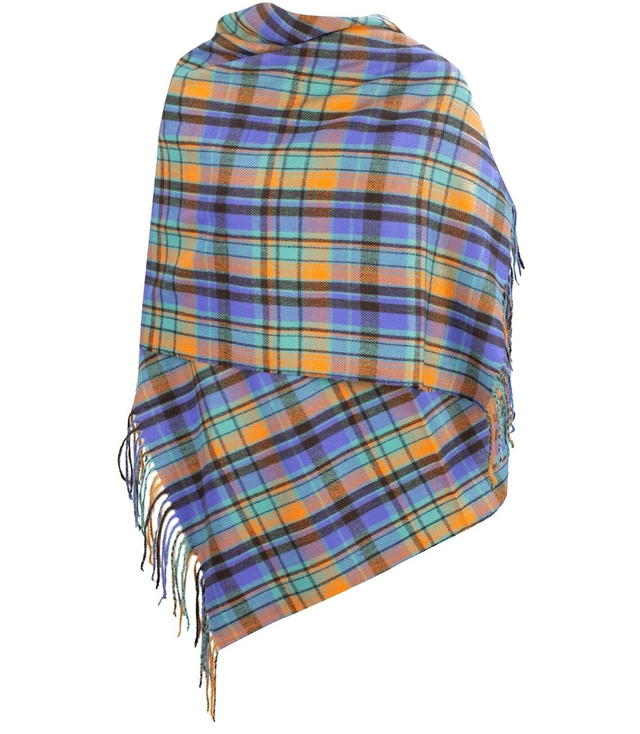 Fashionable shawl scarf plaid checkered tassels