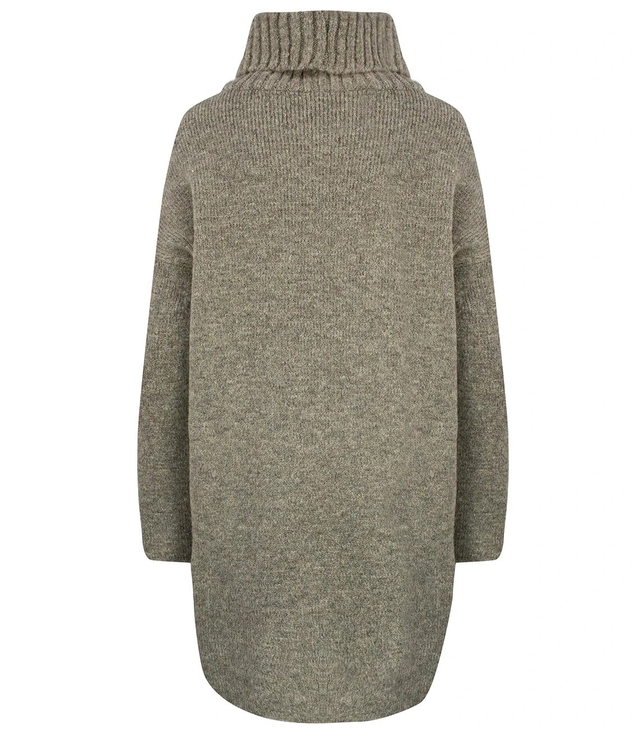 Warm womens turtleneck sweater with a slit MARIETTA, wool