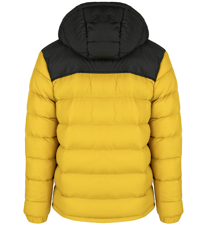 Warm men's quilted winter jacket with hood 