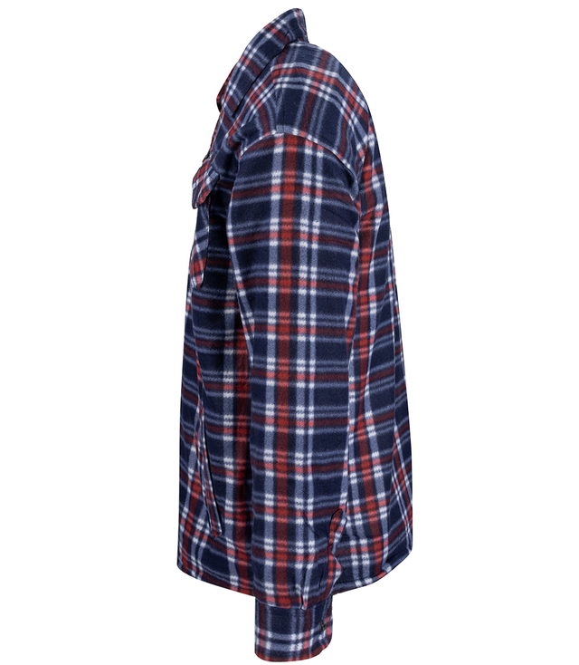 Warm fleece checked men's shirt insulated with faux fur