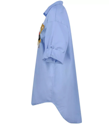Long shirtdress shirt tunic with a teddy bear