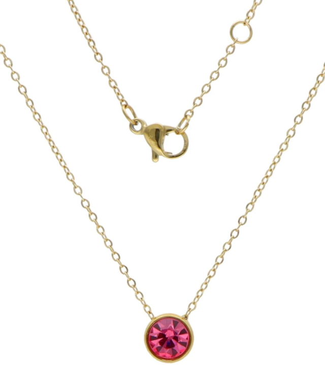 Necklace pink steel birthstone july