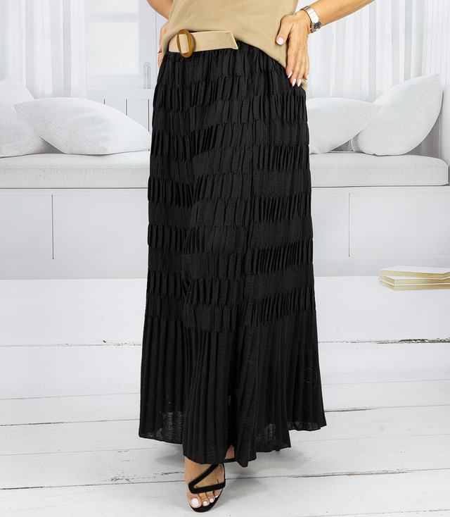 Long maxi skirt with pleats and belt AMARA