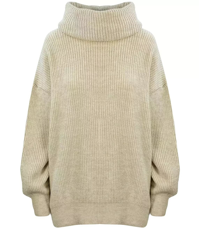 Smooth loose oversize turtleneck sweater