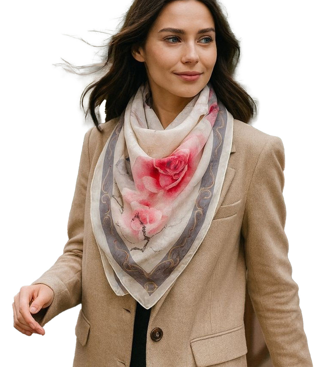 Elegant women's scarf with an insane 70x70 pattern