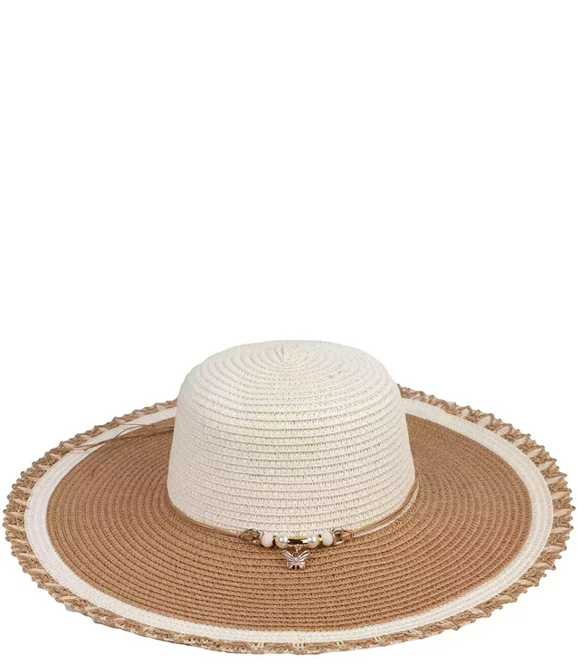Duży kapelusz słomkowy szerokie rondo dwukolorowy