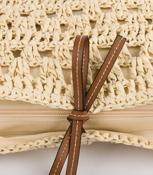 Openwork boho bag for summer with lining and zipper