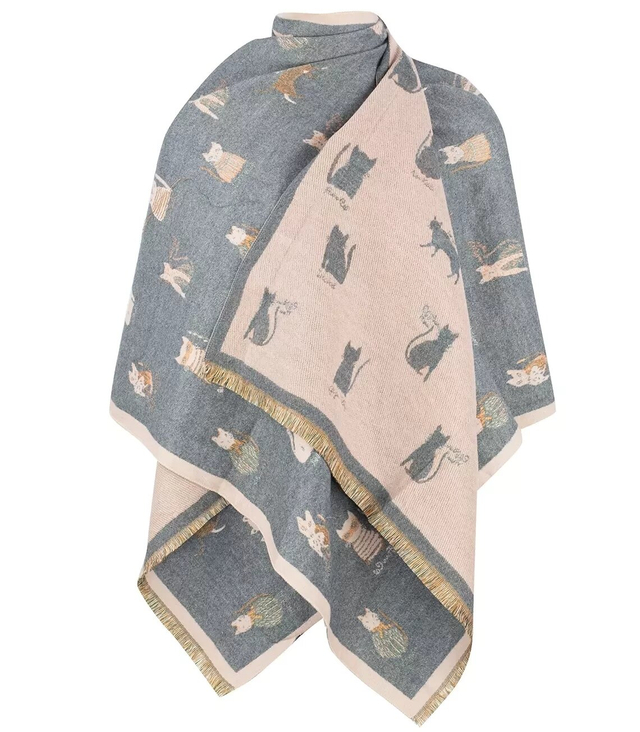 Warm double sided scarf cats knitted fabric