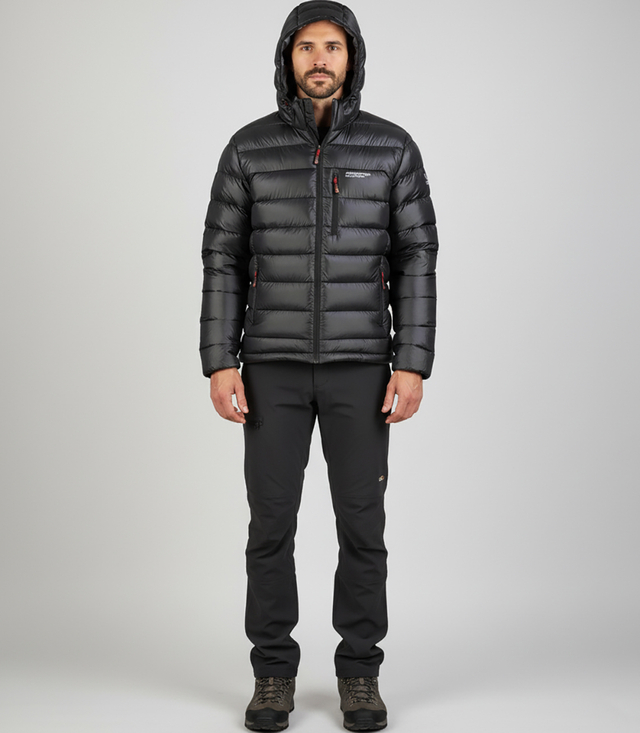 Men's winter quilted jacket with hood