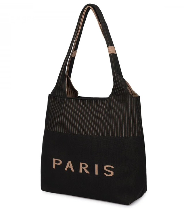 PARIS shopper bag large fabric shoulder bag with zipper