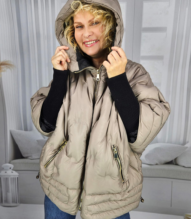 Women's insulated winter jacket with hood and welt IRINA