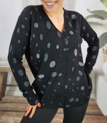 Short polka dot and zircon sweater LIZA