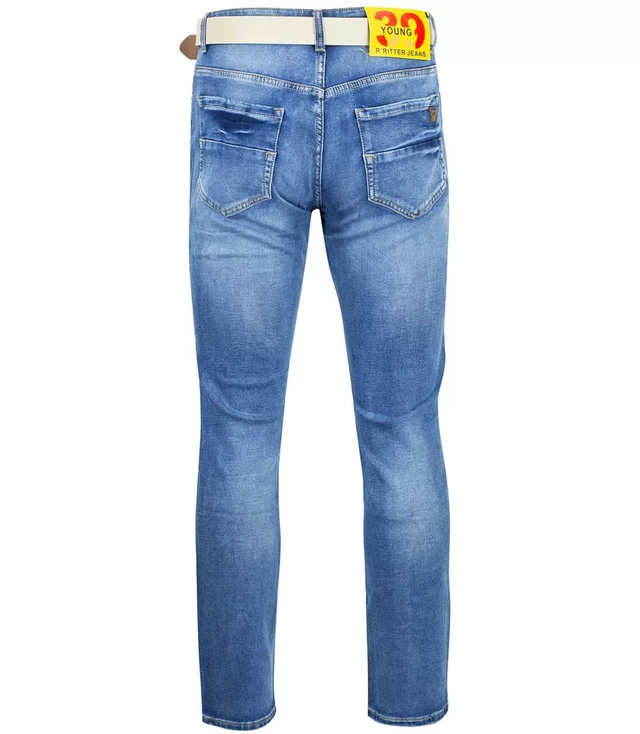 Classic men's jeans pants with belt