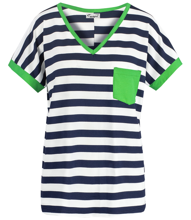 Striped short-sleeved T-shirt with a MIRACLE pocket