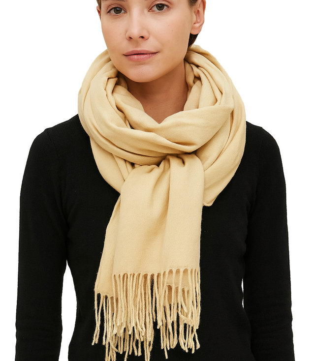 Soft large shawl with tassels uniform classic