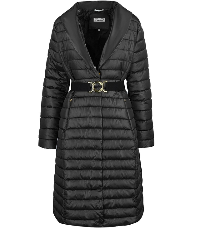 Quilted jacket coat with fur MARY