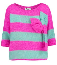 Colorful sweater with striped bow wool VIVIENE