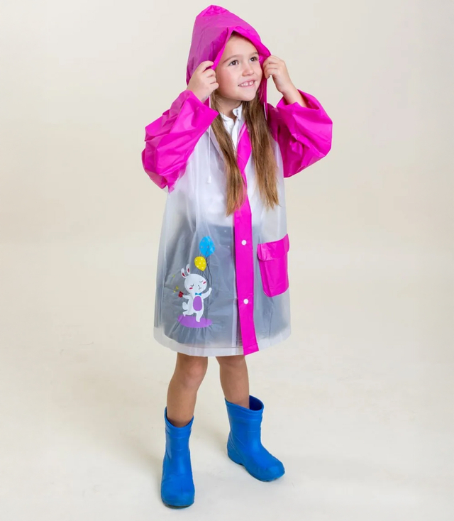 Children's raincoat white with colorful inserts